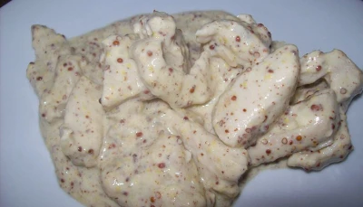 aiguillette de poulet à la sauce moutarde