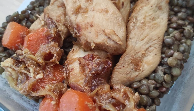 Aiguillettes de poulet & lentilles vertes