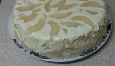 Bavarois à la poire et copeaux de chocolat