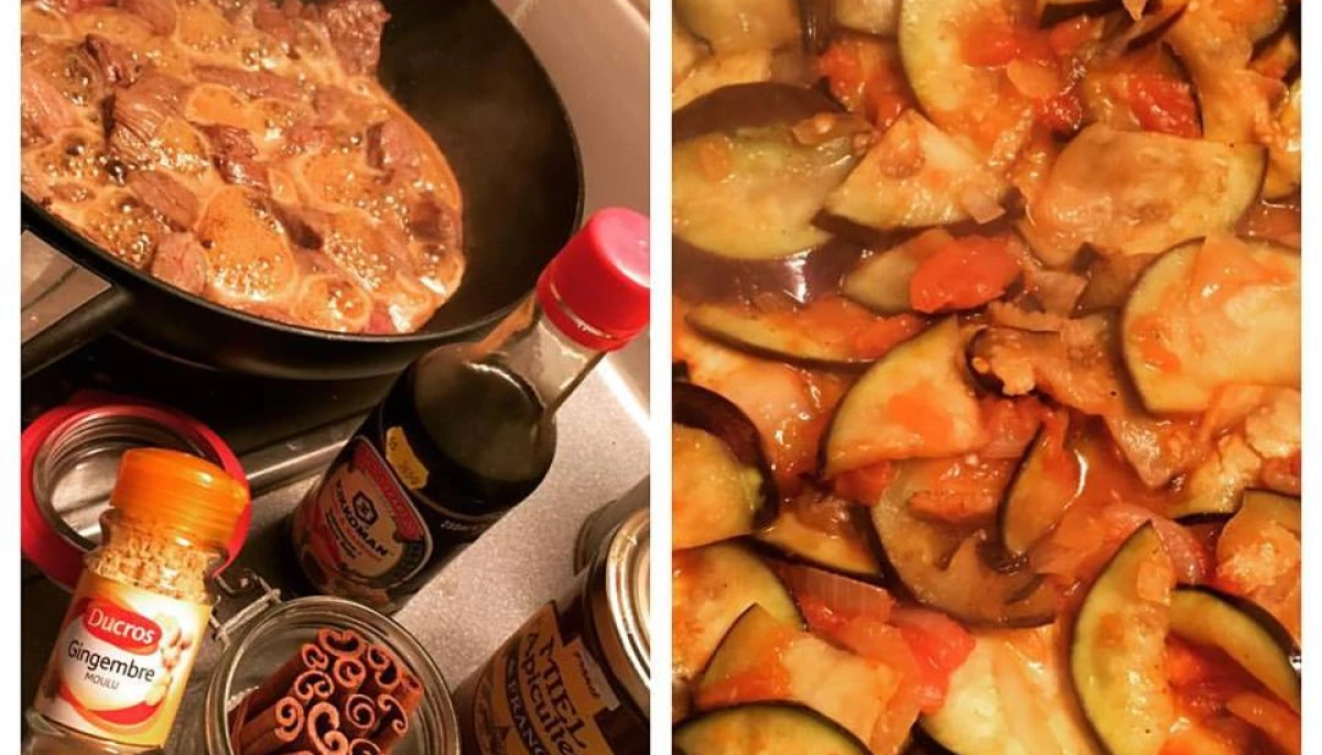 Boeuf sucré salé avec aubergine provençale