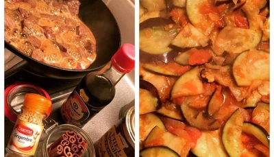 Boeuf sucré salé avec aubergine provençale