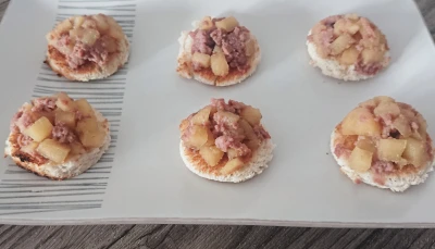 Bouchées apéritives express pomme/foie gras