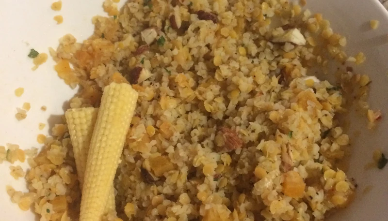 Boulgour aux lentilles corail et fruits secs