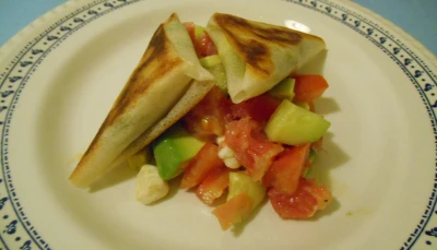 Bricks chèvre courgette et salade d'agrumes