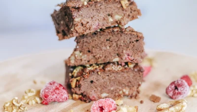 Brownie praliné framboises