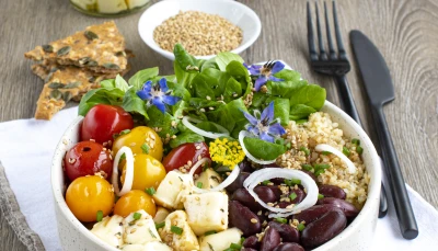 Buddha bowl au reblochon mariné