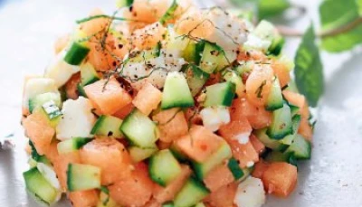 Carpaccio melon-concombre