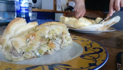 Chausson aux poireaux et aux champignons