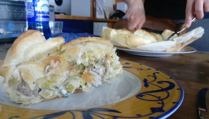 Chausson aux poireaux et aux champignons