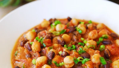 Chili lentilles, pois-chiches, haricots rouges