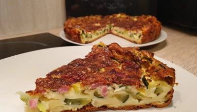 Clafoutis courgettes-lardons de bacon