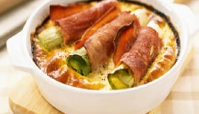 Clafoutis jambon et poireaux