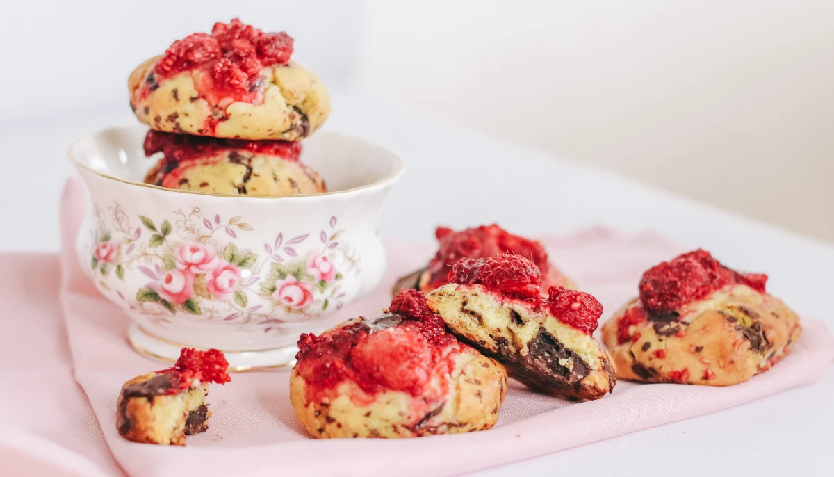 Cookies framboises et pépites de chocolat