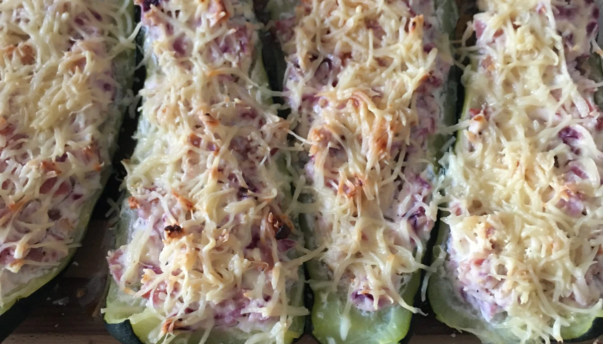 Courgettes farcies ricotta bacon
