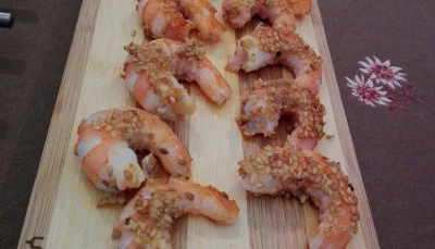 Crevettes au sésame