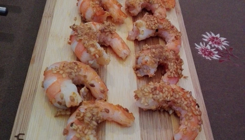 Crevettes au sésame