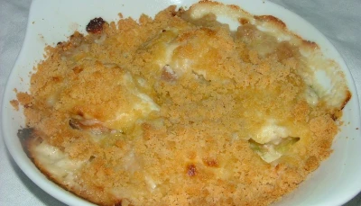 Crumble de noix de St Jacques aux poireaux