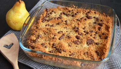 Crumble poire et chocolat de ma pote