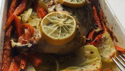 cuisse de poulet citronnée aux légumes