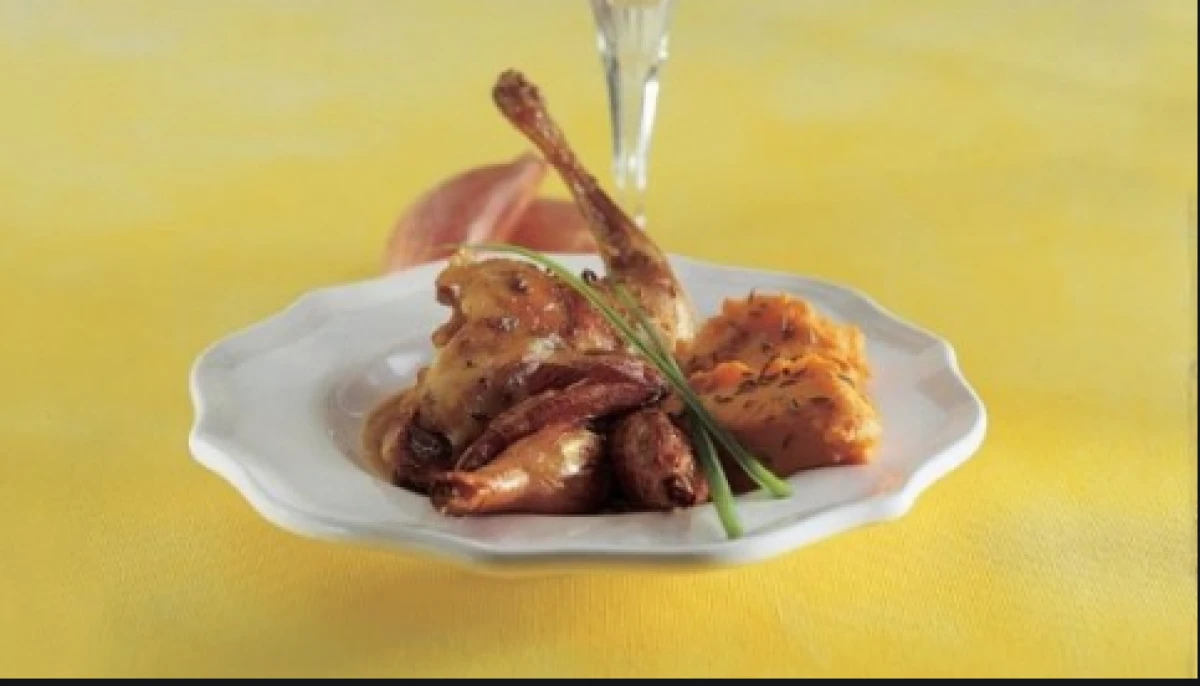 Cuisses de lapin confites et crémeux de potiron