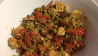 Curry de petits pois et poulet