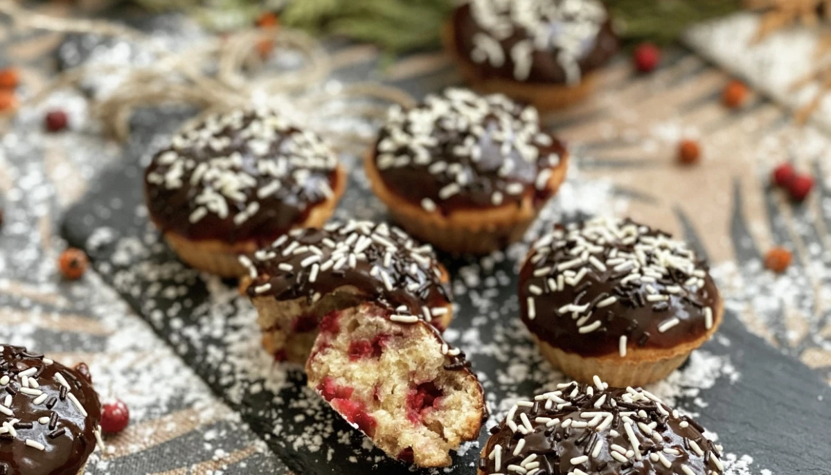 Des muffins au chocolat framboises