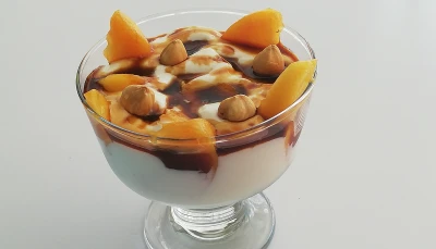 Dessert Fromage blanc à la Pêche et au Pekmez