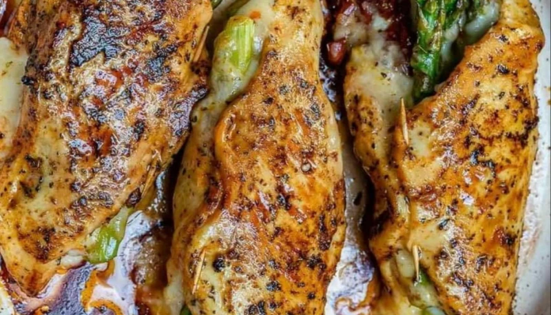 Escalope de veau au fromage et aux asperges