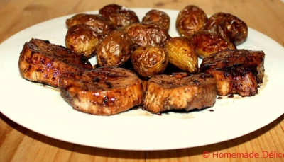 Filet de veau au miel et pommes de terre Amandine
