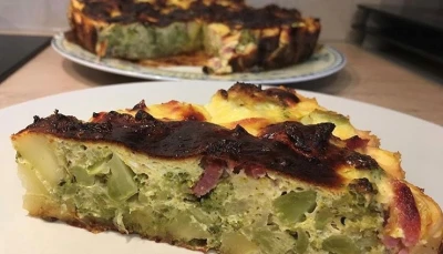 Flan de légumes (brocolis-courgettes-lardons)