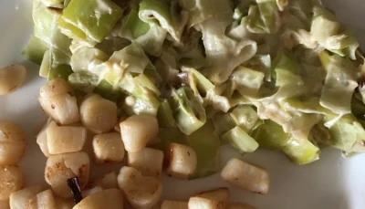 Fondue de poireaux aux St-Jacques 300 calories