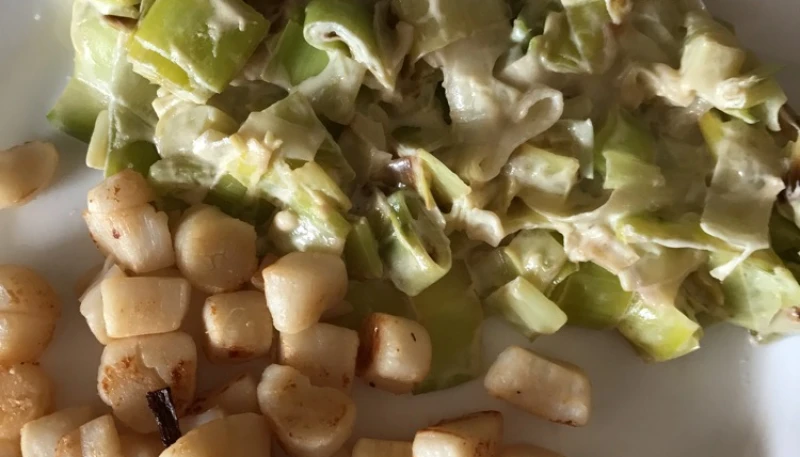 Fondue de poireaux aux St-Jacques 300 calories