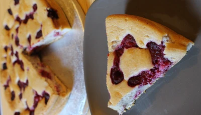 Gateau au fromage blanc et framboises