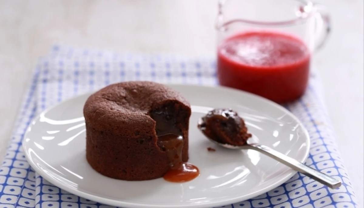 Gâteau choco coeur caramel tendre