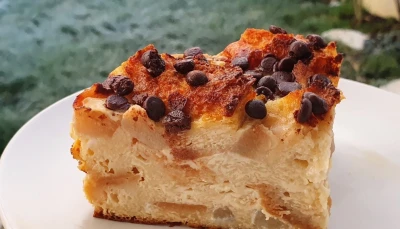 Gâteau de pain perdu poire-chocolat