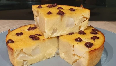 Gâteau de semoule poire-pépites de chocolat