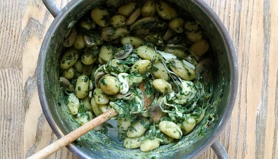 Gnocchis épinards, champignons et Mozza