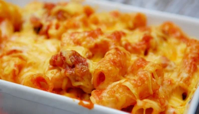 Gratin de pâtes au chorizo et jambon