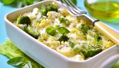 Gratin de pâtes aux brocolis et saumon