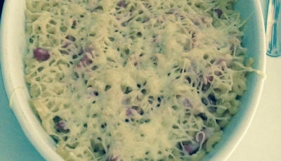 Gratin de pâtes et lardons