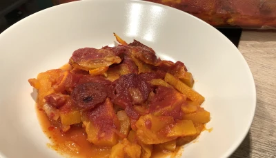 Gratin de potiron-chorizo-mozzarella