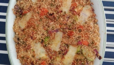 Gratin de quinoa aux légumes et au compté