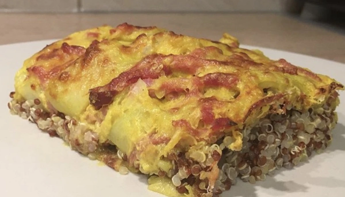 Gratin de quinoa-courgettes-lardons de bacon