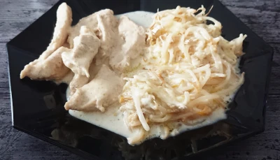 Gratin d'haricots mungo au brie