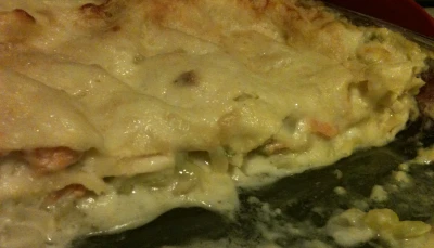 Lasagnes aux courgettes, chèvre et saumon