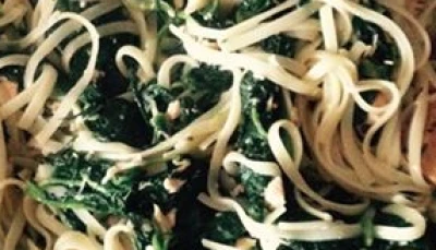 Linguines au saumon, crème légére et épinard