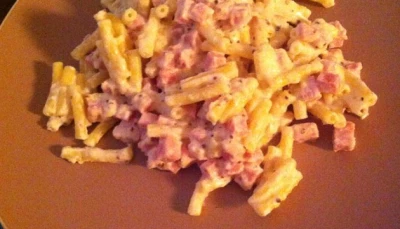 Macaronis jambon sauce moutarde