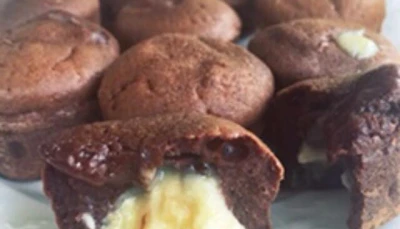 Muffins chocolat coeur fondant au chocolat blanc