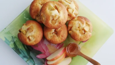 Muffins yaourt pommes caramélisées miel