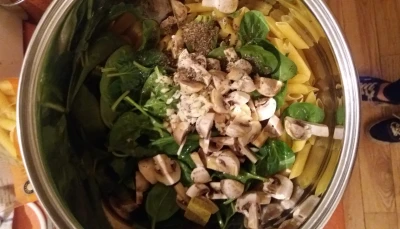 One pot pasta épinards champignons